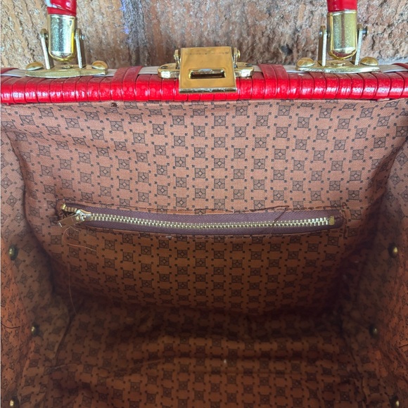 1950s 1960s White Coated Wicker Top Handle Handbag, Vintage 50s 60s Wicker Purse - Picture 6 of 8